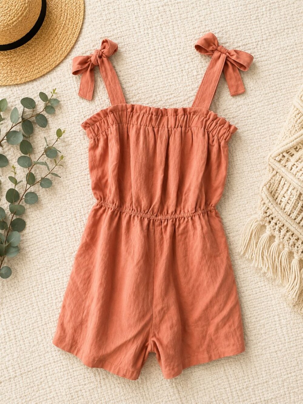 Blu Pepper Rust Tie-Shoulder Romper